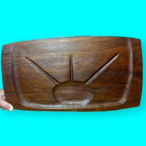 Imperial Mid Century Modern Starburst Solid Teak Wood Serving